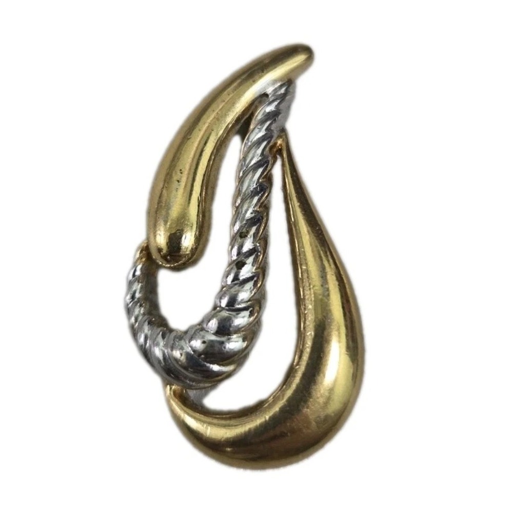Vintage Burberrys of London Two Tone Abstract Swirl Rope Brooch Pin Gold Silver